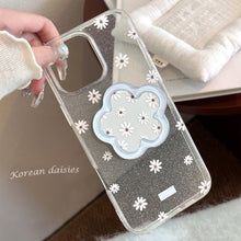 Load image into Gallery viewer, Flower mirror bracket Apple 16promax mobile phone case 17 for iphone15 glitter 13 small fresh blue