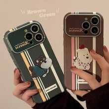 Load image into Gallery viewer, American stripes are suitable for Apple 15promax mobile phone case iphone16 cartoon bracket 17 all-inclusive 13 generation 14.