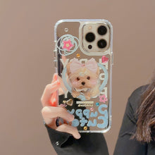 Load image into Gallery viewer, Dopamine puppy 17promax iPhone case for iphone16 cute 13 makeup mirror 15 sticker diamond