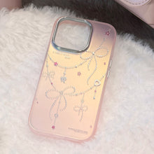 Load image into Gallery viewer, Gilt princess style applies to iphone17 mobile phone case 15 pink laser bow 16Promax anti-drop 13 hard