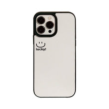 Load image into Gallery viewer, ins smiley face Apple mobile phone case 17pro max lambskin 11 is suitable for iPhone16, simple personality 15 anti-drop.