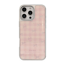 Load image into Gallery viewer, Gilt applies to Apple 17promax mobile phone case iphone16 pink plaid bow 13 electroplating 14 hard Huawei