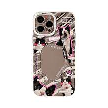 Load image into Gallery viewer, Fun little black cat for iPhone15 mobile phone case Apple 13 electroplated silver 17promax mirror 16 hard case 11