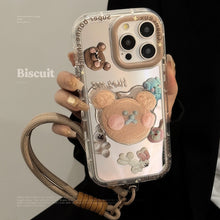Load image into Gallery viewer, Cookie bear holder for 16ProMax Apple 15 mobile phone case iPhone17 mirror 12 hand strap 11