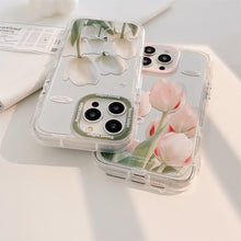 Load image into Gallery viewer, Mirror suitable for 16ProMax Apple 15 mobile phone case iPhone17 pink and white tulip 12 small fresh 11 anti-drop