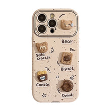 Load image into Gallery viewer, Cute three-dimensional bear applies to 16 Apple 17ProMax mobile phone case iphone15 leather 12 cookies 14