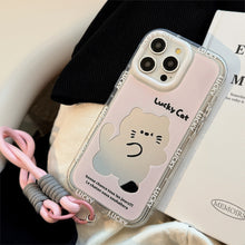 Load image into Gallery viewer, Mirror cute pink cat is suitable for Apple 16 mobile phone case iPhone17ProMax cartoon 12 generation 13 hand rope