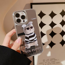 Load image into Gallery viewer, Applicable to 17promax sunglasses cat 14 Apple iPhone16 mobile phone case 11 trendy cool funny 15 electroplated mirror