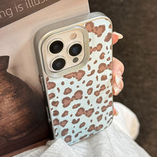 Load image into Gallery viewer, Vintage leopard print bow iPhone 17 case 16promax leather 15 for iPhone13 silver edge 11 hard