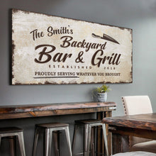 Load image into Gallery viewer, Backyard Bar &amp; Grill Sign XVI