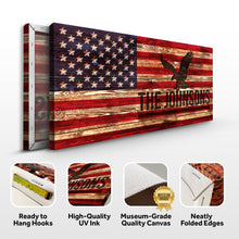 Load image into Gallery viewer, Rustic American Flag Family Name Sign