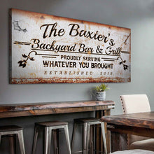 Load image into Gallery viewer, Backyard Bar &amp; Grill Sign II