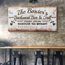 Load image into Gallery viewer, Backyard Bar &amp; Grill Sign II