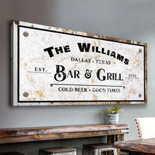 Load image into Gallery viewer, Bar and Grill Sign VIII
