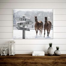 Load image into Gallery viewer, Snow Horses Vintage Name Sign