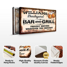 Load image into Gallery viewer, Backyard Bar &amp; Grill Sign IX