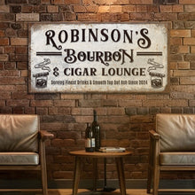 Load image into Gallery viewer, Personalized Bourbon and Cigar Bar Sign