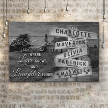 Load image into Gallery viewer, Where Love Grows And Laughter Flows Family Names Sign