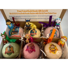 Load image into Gallery viewer, 12 XL Bath Bomb Fizzies with surprise Paws Patrol figure inside, handmade, natural ingredients, fruity, kid-friendly scents