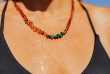 Load image into Gallery viewer, Raw Cognac Baltic Amber + Raw Amazonite || Necklace
