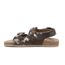 Load image into Gallery viewer, Mountain Path Leather Sandals In Dark &amp; Light Hair-On Hide