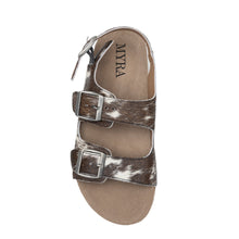 Load image into Gallery viewer, Mountain Path Leather Sandals In Dark &amp; Light Hair-On Hide