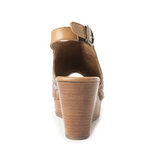 Load image into Gallery viewer, Myra Mila's Trail Embossed Leather Wedge Heels for Women Tan Floral Design, Adjustable Buckle, Comfortable Western Platform