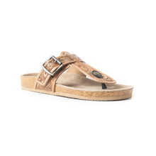 Load image into Gallery viewer, Myra Balinda Ridge Hand-Tooled Leather T-Strap Flats for Women - Western Embossed Sandals with Cushioned Sole for Daily Comfort