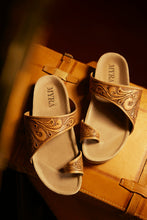 Load image into Gallery viewer, Myra Eastward Winds Leather Sandals for Women – Cork Sole, Antique Finish for Western Comfort