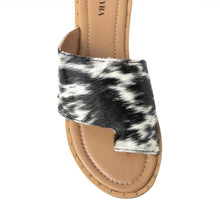 Load image into Gallery viewer, Myra Kimmee Trail Hairon Leather Sandals for Women â€“ Open-Toe Flat Slide for Ranch &amp; Summer Wear