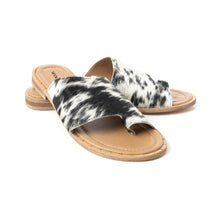 Load image into Gallery viewer, Myra Kimmee Trail Hairon Leather Sandals for Women â€“ Open-Toe Flat Slide for Ranch &amp; Summer Wear