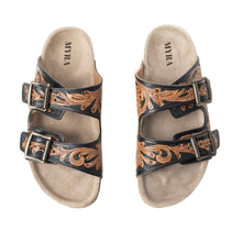 Load image into Gallery viewer, Falling Feather Sandals In Brown and Black