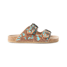Load image into Gallery viewer, Falling Feather Sandals In Turquoise and Brown