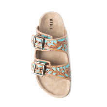 Load image into Gallery viewer, Falling Feather Sandals In Turquoise and Brown