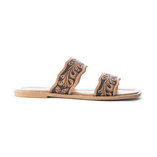 Load image into Gallery viewer, Santa Fe Daisy Slides In Black &amp; Brown