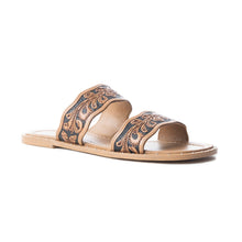 Load image into Gallery viewer, Santa Fe Daisy Slides In Black &amp; Brown