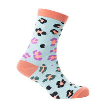 Load image into Gallery viewer, Candy Leopard Lacy Socks In Sky Blue