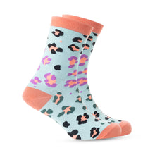 Load image into Gallery viewer, Candy Leopard Lacy Socks In Sky Blue