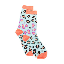 Load image into Gallery viewer, Candy Leopard Lacy Socks In Sky Blue