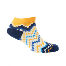 Load image into Gallery viewer, Jade Valley PixieAnkle Socks In Blue &amp; Yellow