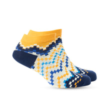Load image into Gallery viewer, Jade Valley PixieAnkle Socks In Blue &amp; Yellow