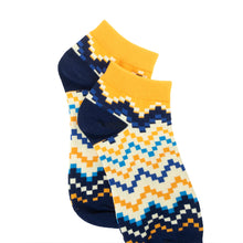 Load image into Gallery viewer, Jade Valley PixieAnkle Socks In Blue &amp; Yellow