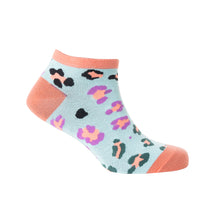 Load image into Gallery viewer, Candy Leopard Lacy Ankle Socks In Sky Blue