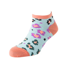 Load image into Gallery viewer, Candy Leopard Lacy Ankle Socks In Sky Blue