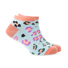 Load image into Gallery viewer, Candy Leopard Lacy Ankle Socks In Sky Blue