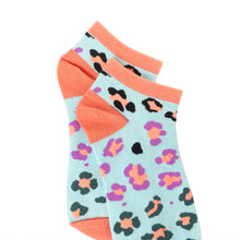 Load image into Gallery viewer, Candy Leopard Lacy Ankle Socks In Sky Blue
