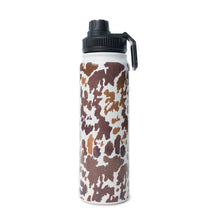 Load image into Gallery viewer, Moo &amp; Bloom Stainless Steel Water Bottle in Brown Leopard Print