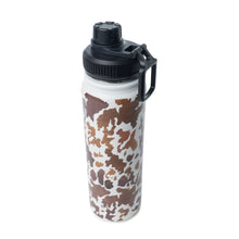 Load image into Gallery viewer, Moo &amp; Bloom Stainless Steel Water Bottle in Brown Leopard Print