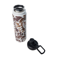 Load image into Gallery viewer, Moo &amp; Bloom Stainless Steel Water Bottle in Brown Leopard Print