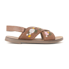 Load image into Gallery viewer, Lilytrail Embroidered Leather Sandals in Tan
